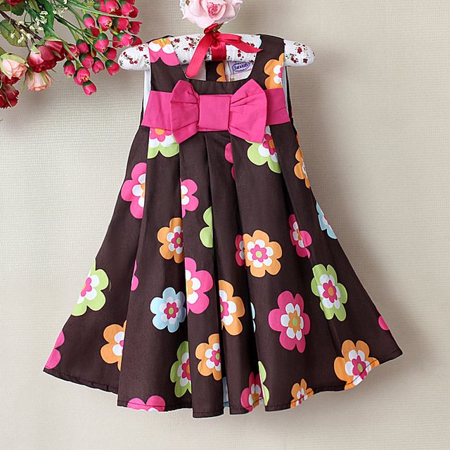 New-Baby-Girl-Dresses-Color-Brown-Plaid-Floral-Print-Princess-summer-dress-girls-dresses-Baby-Wear.jpg_640x640
